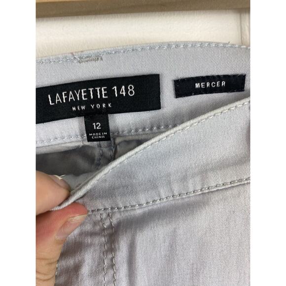 Lafayette 148 New York Mercer Pants Women 12 Blue Mid Rise Straight Leg Pockets - Picture 3 of 4